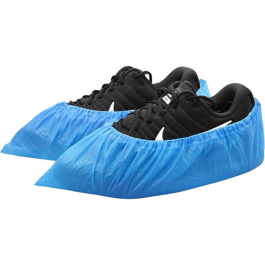 Shoe Covers Disposable Non-slip for Indoors -100 Pieces (50 Pairs) Waterproof Premium CPE Booties Shoes Protectors Coverings, fits up to size 11 US Men and 13 US Women, Blue, Large