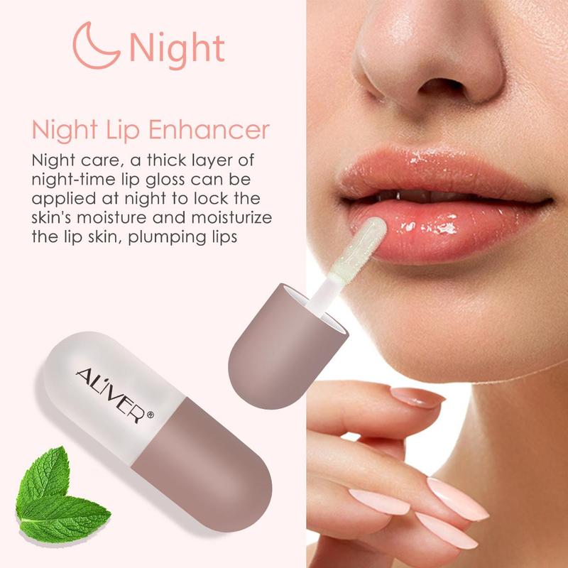 Day & Night Use Lip Plumper, 2 Counts/set Vitamin E & Natural Ginger Oil Lip Plumper, Lip Care Product for Women & Girls