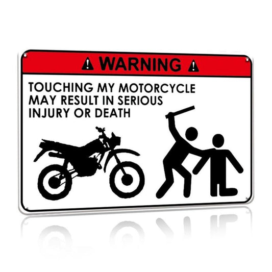 Funny Warning Sign, Touching My Motorcycle May Result in Serious Letter Sign, Motorcycle Decor, Metal Sign, Home Decor, Wall Art for Bedroom Room Dining Bar Living Room Garage