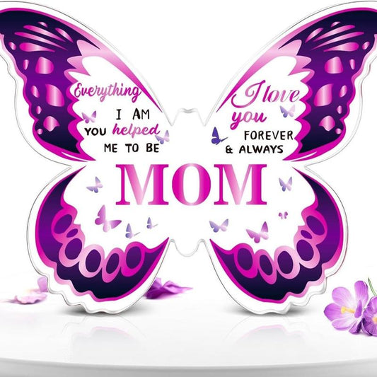 Delicate Butterfly-Shaped Acrylic Keepsake with Sentimental Message - Symbolic Mother Decor, 5x3.8 inches