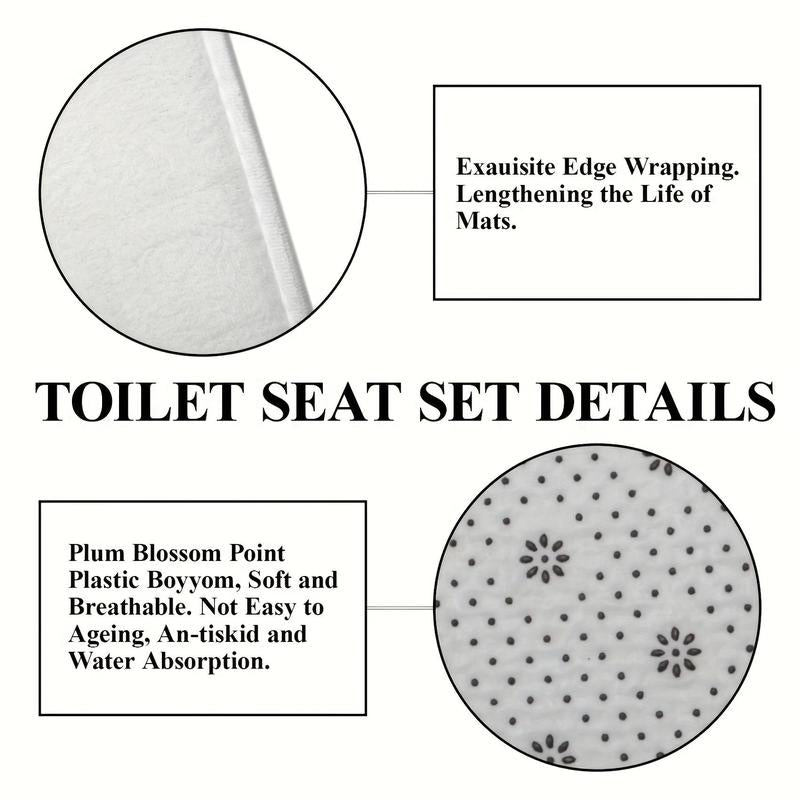 Letter Diamond Pattern Bathroom Set, Including 1count Shower Curtain & 1count Toilet Seat Mat & 2counts Non-slip Rug, Modern Fashion Luxury Bathroom Decor, Bathroom Supplies