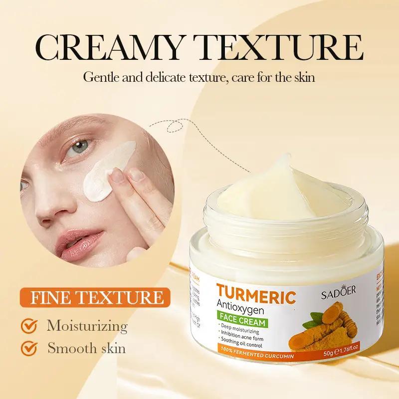 SADOER Turmeric Skincare Cream, Moisturizing Face Cream, Turmeric Facial Lotion, Skin Radiant Improving Facial Cream, Gentle Skincare Face Lotion for Women and Men, Face Care Products, Hydrating Skin Care Products