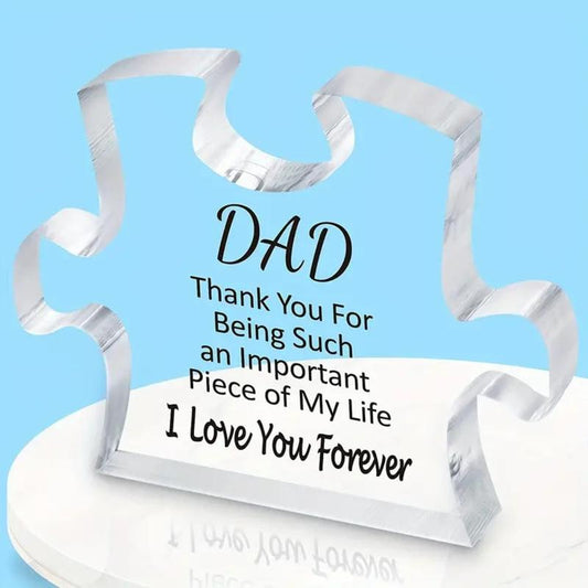 Puzzle Shaped Acrylic Plaque, Creative Letter Design Ornament, Room Decor, Men Gifts, Birthday Gifts for Dad & Party Supplies