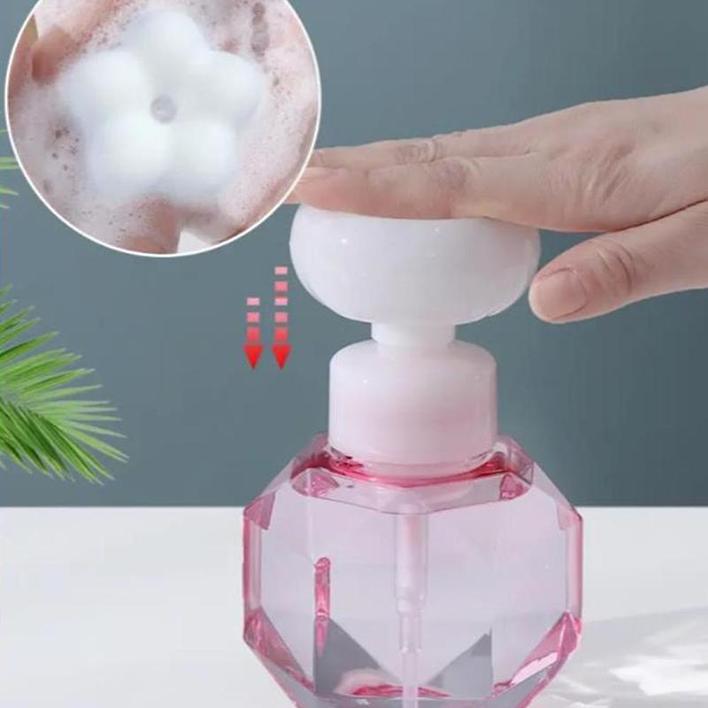 300ml Flower Shaped Soap Liquid Dispenser, 1 Count Press Type Clear Dispensing Foam Bottle, Portable Shampoo Shower Gel Subpackage Container For Home Bathroom And Travel