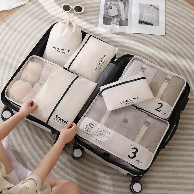 Travel Storage Bag Set, 7 Counts/set Lightweight Travel Luggage Packing Organizer, Compression Storage Shoe Bag, Home Clothes Underwear Bag