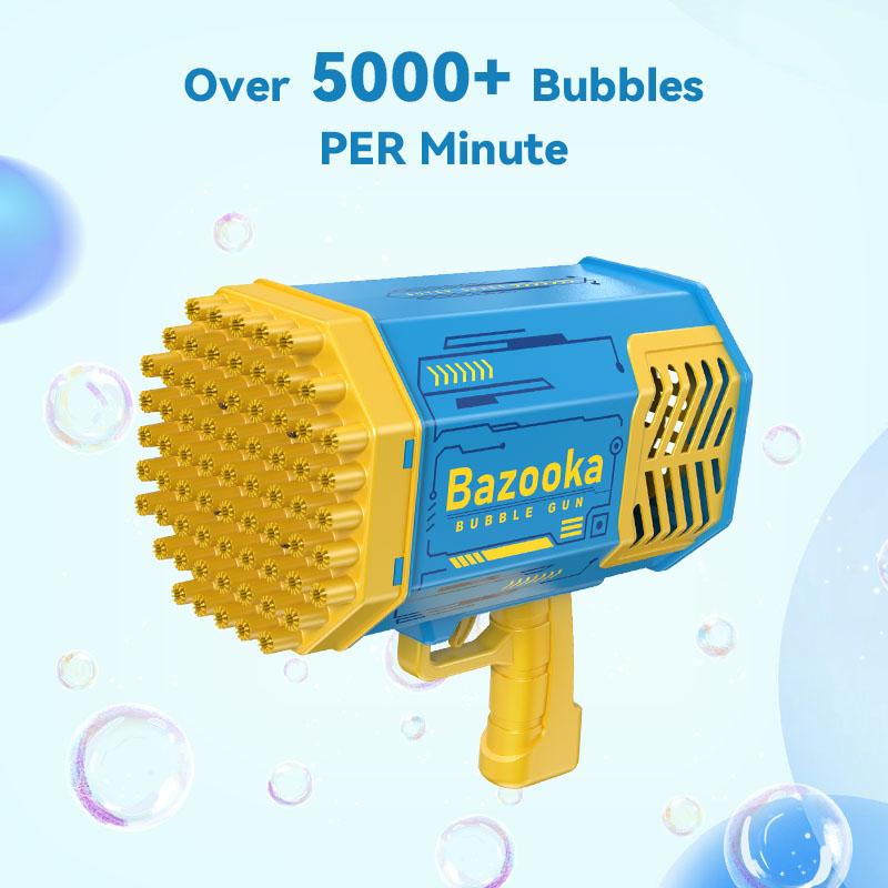 Bubble Machine Gun; Bubble Gun with Colorful Lights; 69 Holes Bubble Gun Toys for Masses; Summer Outdoor Toys, Birthday Wedding Party Favors (Blue)