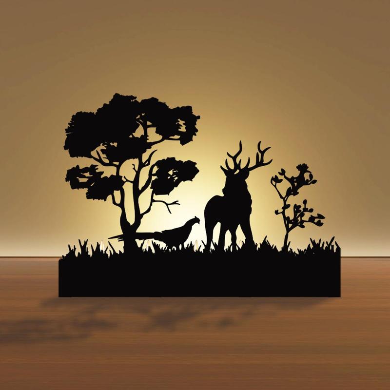 Deer & Tree Design Metal Candle Holder, 1 Count Metal Silhouette Candle Holder, Wildlife Candle Holder, Holiday Home Decor Candle Holder