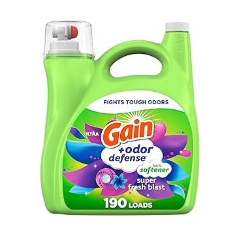 dor Defense Liquid Fabric Softener, Super Fresh Blast Scent, 140 oz 190 Loads, HE Compatible Household Container