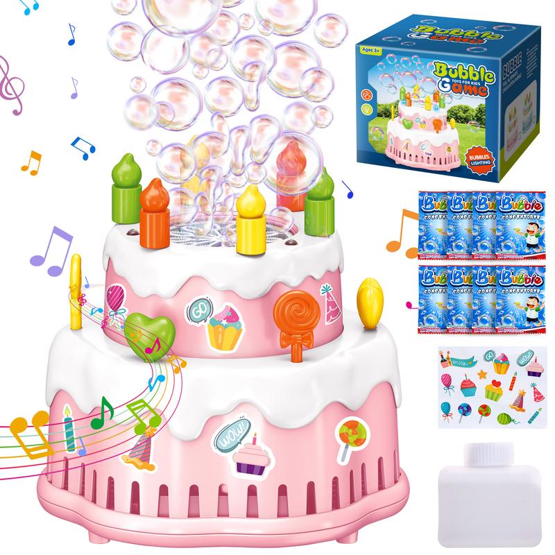 Birthday Cake Bubble Machine Automatic 10000 Bubbles Per Minute/Lights/Music S Toys for Birthday Parties prefect gift friend bubblemachine toys