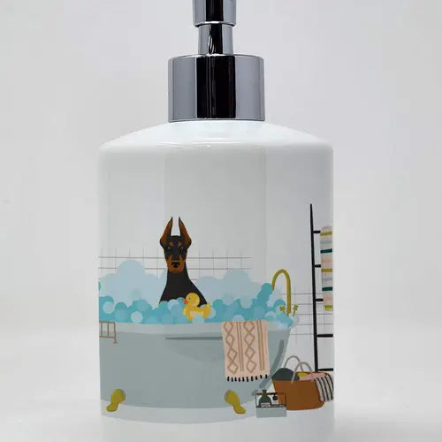 Black and Tan Doberman Pinscher Ceramic Soap Dispenser Colorful Artwork Collection Kitchen Hand Pump