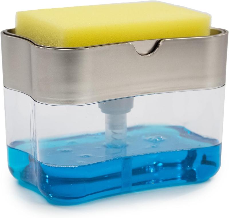 S&T INC. Dish Soap Dispenser and Sponge Holder for Kitchen Sink