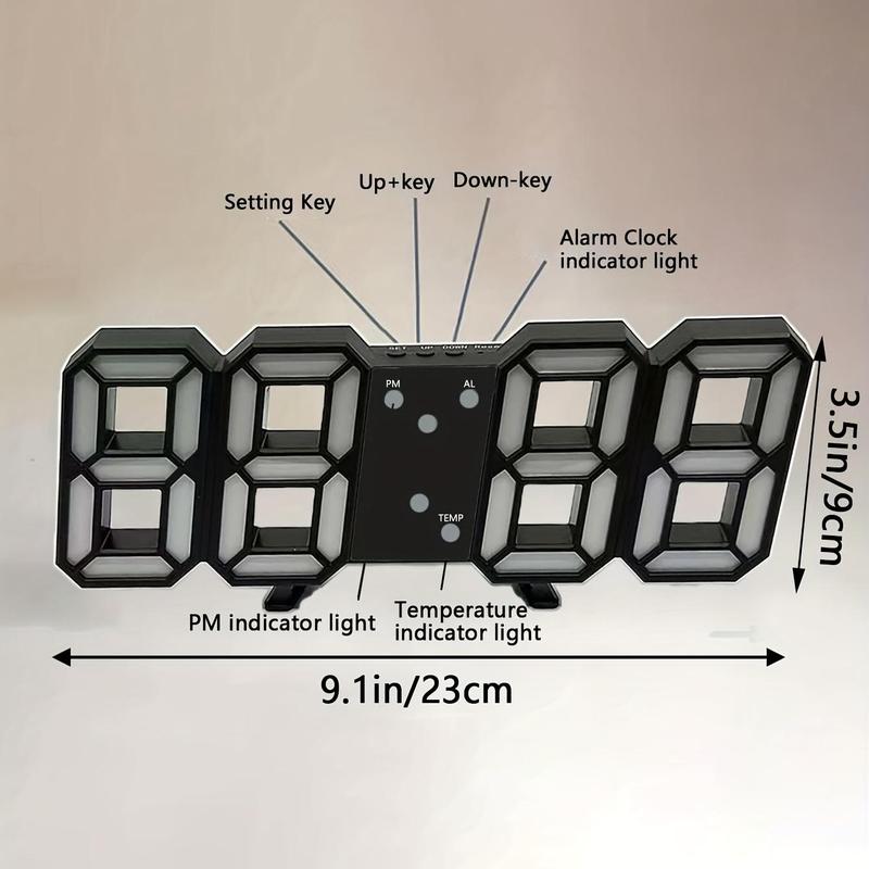 3D Digital Clock, USB-powered LED Electronic Clock, Home Desktop Silent Stereo Alarm Clock, Creative Fashion Clock, Room Decor