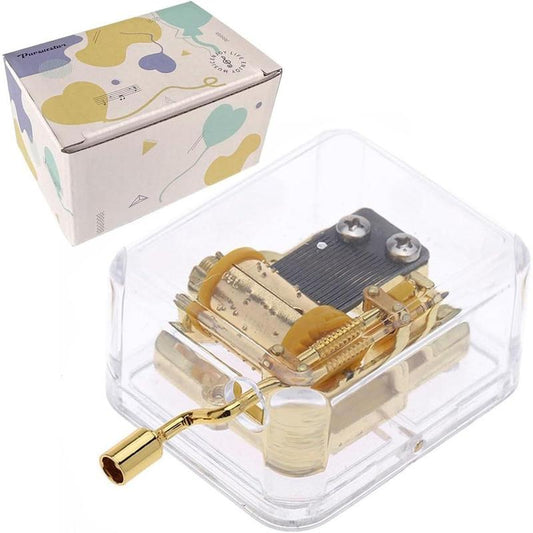 Over The Rainbow Music Box, Clear Gold Hand Crank Musical Box for Mom/Dad/Daughter/Son - Unique Best Gifts for Birthday Christmas Wedding Mother's Day