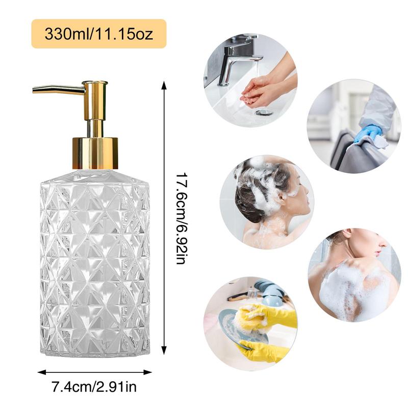 Glass Soap Dispenser Set, 6 Counts/set Including 4 Counts 330ml Soap Dispensers & 2 Counts Pouring Funnel, Bathroom Supplies for Home Hotel