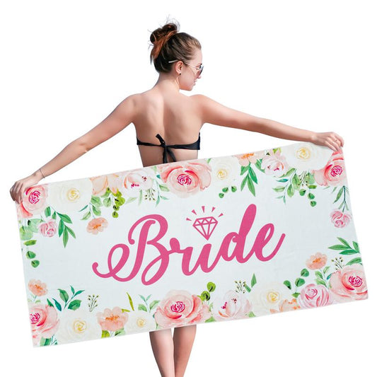 Bride Beach Towel 30 x 60 inch Non-Sanding Bride Towel Microfiber Pool Towel Absorbent Soft Quick Dry Towel Summer Beach Towel for Bachelorette Pool Beach Wedding Party Bride Gifts