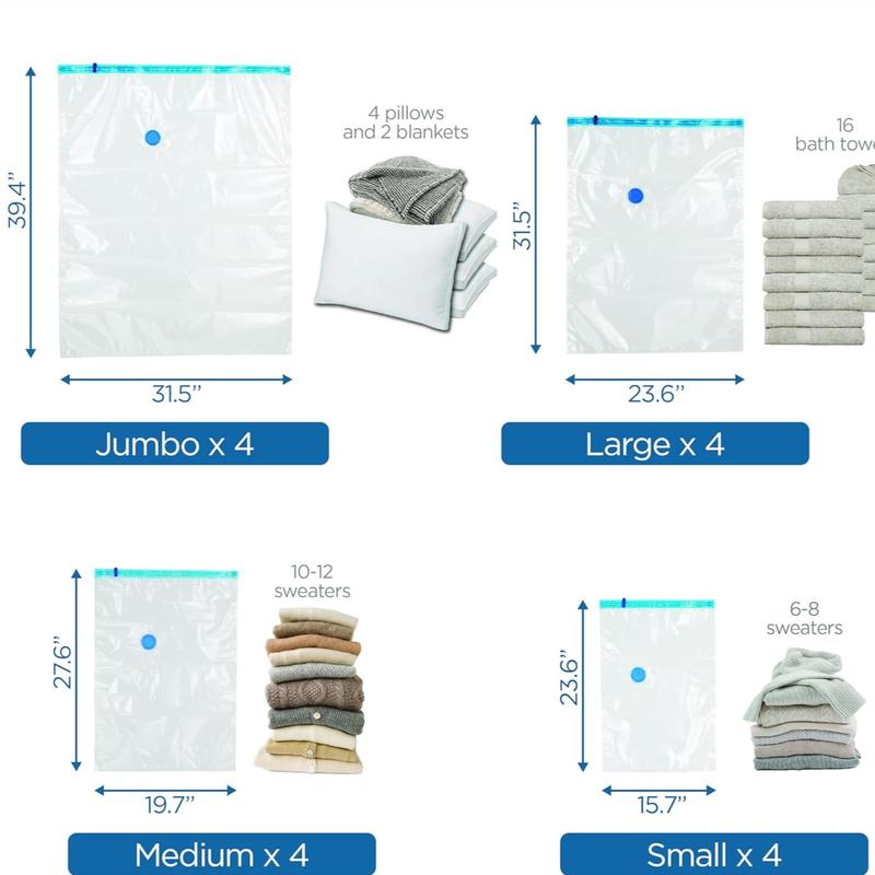 [Limited Time Sale]20 Pcs Vacuum Storage Bags with Electric Air Pump for Clothing, Comforters, Pillows, Towel, Blanket Storage, Bedding, Travel, Closet