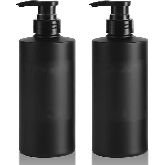 16 oz Hand Soap Dispenser Plastic Pump Bottles with Waterproof Label Empty Lotion Dispenser Refillable Liquid Container for Bathroom Kitchen Farmhouse College Dorm, 2 Pack Black