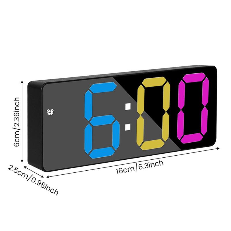 Digital Alarm Clock Colorful LED Electronic Clock Operated Smart Desk Clock USB/Battery 12/24H Display 3 Adjustable Brightness 5 Modes Voice Control Snooze Function Reusable novanex  clock