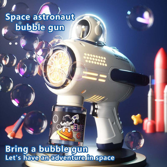 [12DAYS]Bubble gun for 1-3 years old, 5000 + bubbles per minute, 360¡ã leak proof, automatic space bubble blower with Led lights, birthday parties, outdoor gifts