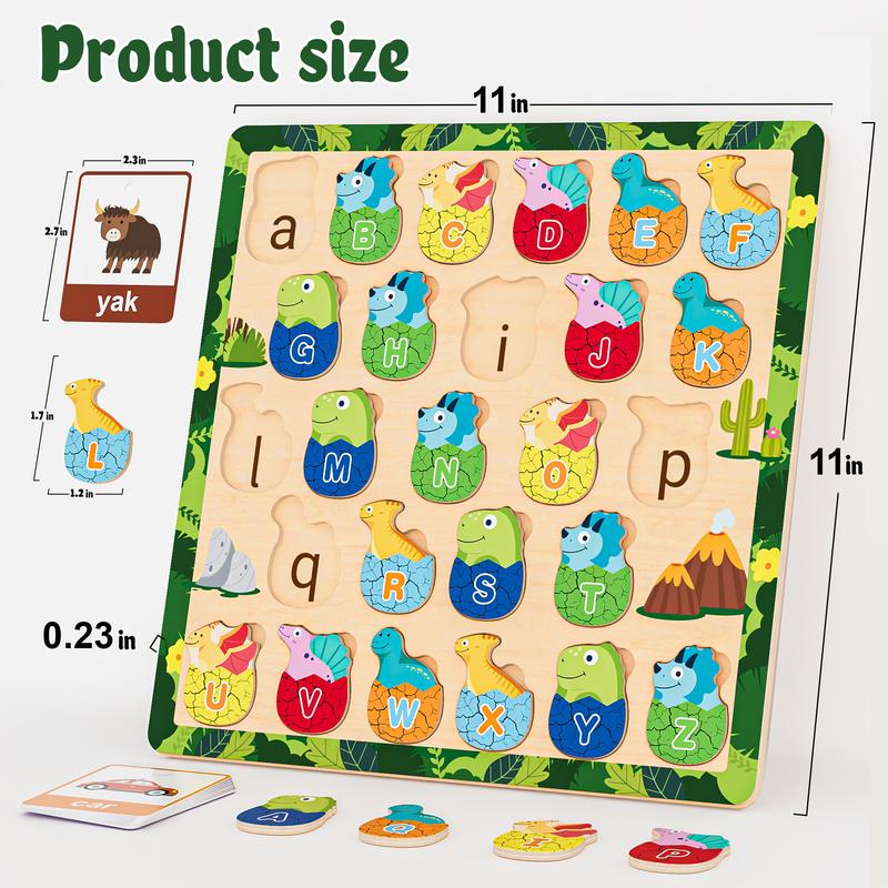 Alphabet Learning Toys Wooden Alphabet Puzzles ABC Toys Dinosaur Puzzles Toys Words Spelling Games Toys Letter Toys For  Boys Girls Toys