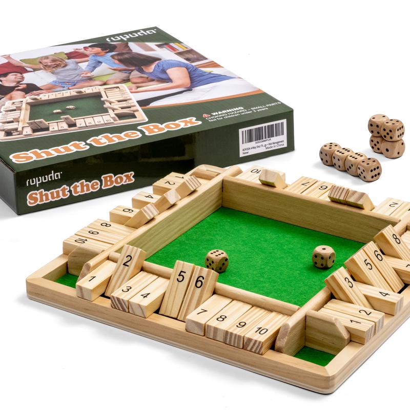 ropoda 6-Way Shut The Box Game, Upgraded 1-6 Player Shut The Box for Adult and Kids, Shut The Box Game Wooden Dice Game -Addition Training, Fun for Family Game Night-Vintage Style