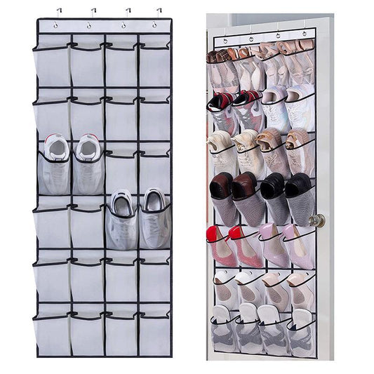 Door Back Shoe Organizer, 1 Count 24 Pockets over the Door Shoe Storage Rack, Halloween Decor Hangable Shoe Storage Organizer for Door Closet, Room Decor, Men¡¯s Dorm Accessories, Essential Items for Home