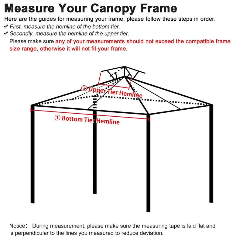 8'x8' Canopy Replacement top 2 Tier for Gazebo Canopy Replacement Cover UV30+ for Outdoor Patio Garden Yard