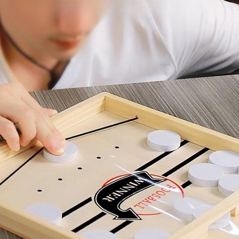 Fast Sling Puck Game, 1 Set Wooden Hockey Game, Foosball Board Game, Desktop Battle Winner Slingshot Game, Family Interaction Family Games Toy, Party Game Supplies