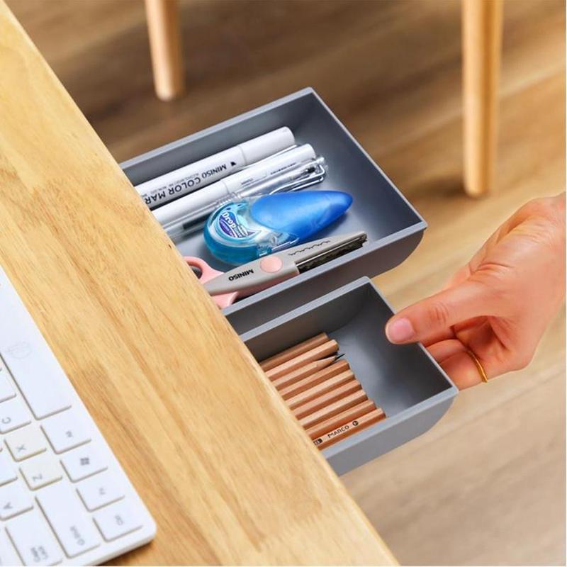 Under Desk Sticky Storage Drawer (1 Piece), Hidden Drawer Organizer, Self Adhesive Drawer Storage Box, Multifunctional Storage Box For Home Office