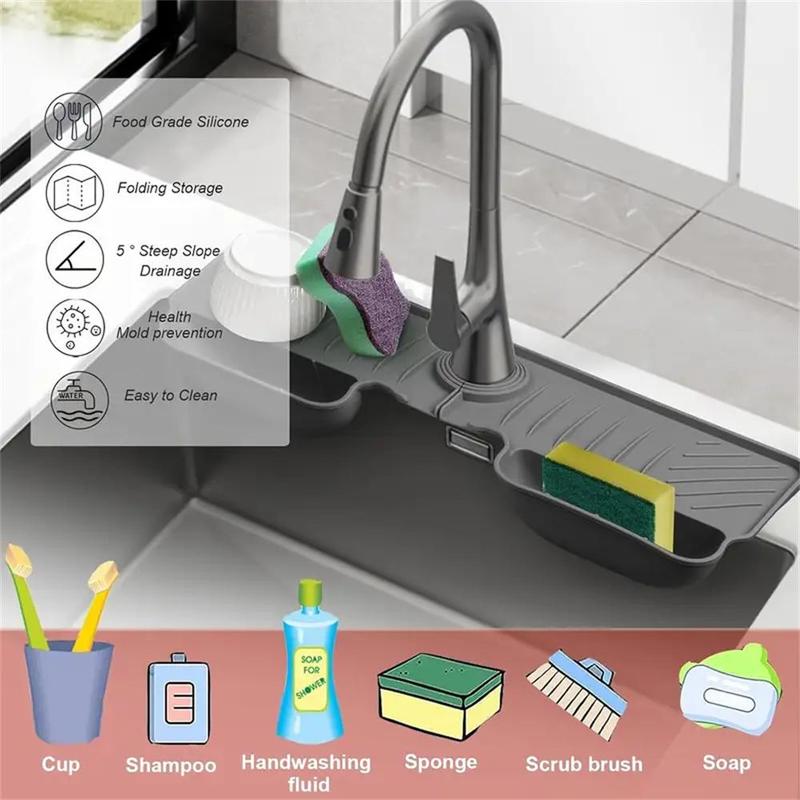 Kitchen Sink Drain Mat, 1 Count Reusable & Durable Sink Mat, Household Sink Sponge Holder, Bathroom Accessories