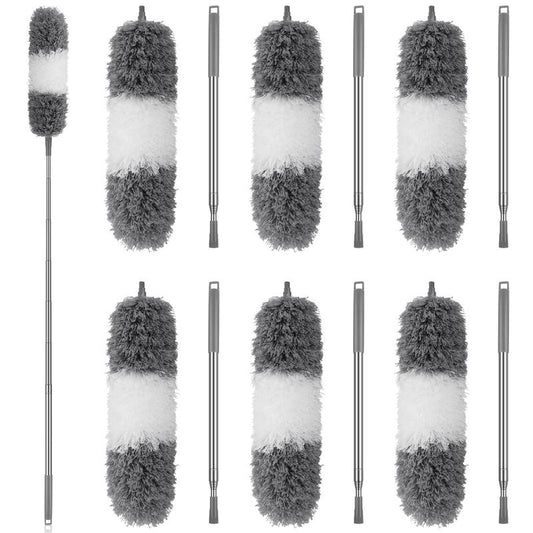 Household Microfiber Duster, 6 Counts/set Flexible Duster with Extension Pole, Duster for Fan Ceiling Blinds Furniture