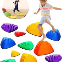 Giggle & Play Stepping Stones For Kids - Set of 12 Montessori Indoor and Outdoor Stones - Child Safe Rubber Material - Non-Slip Edges