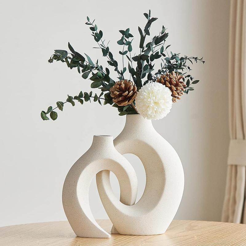 Modern Ceramic Vase, 2counts/set Crossed Flower Vases, Gift for Mom, Creative Vase for Living Room Shelf Office Decor