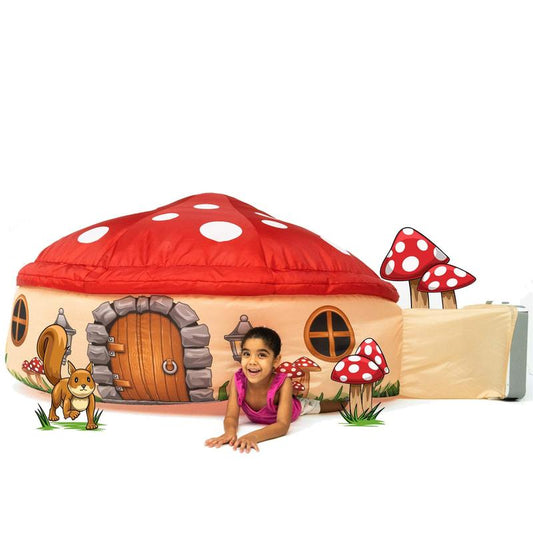 The Original Patented AirFort - Build A Fort in 30 Seconds, Inflatable Fort for Kids, Play Tent for 3-12 years, A Playhouse Where Imagination Runs Wild, Fan not included (Mushroom House) indoor tent