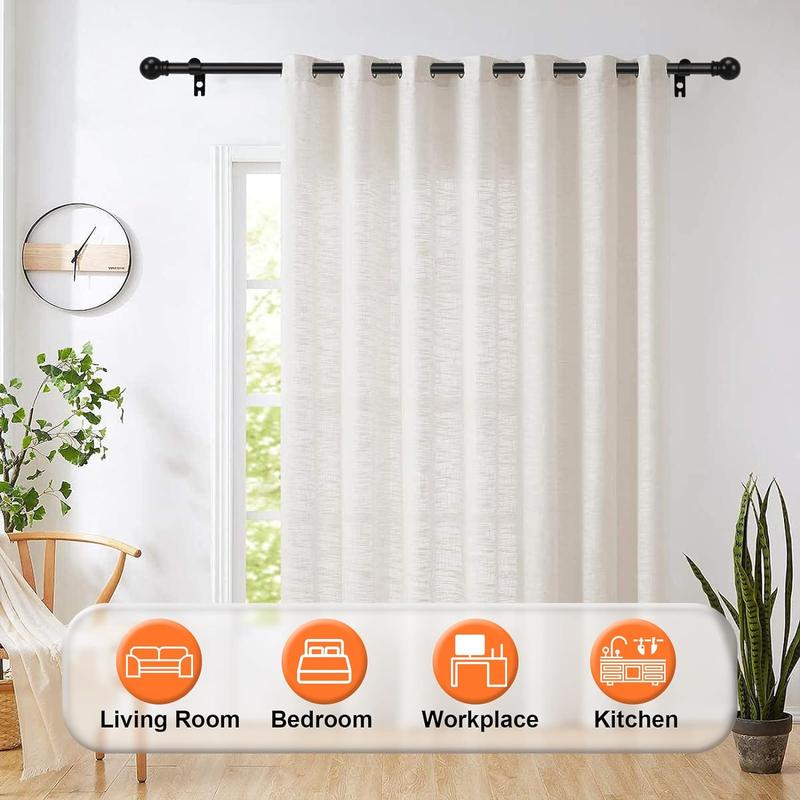 Black Curtain Rods for Windows 31"- 46", Decorative Drapery Rod Adjustable By Splicing, 5/8 Inch Small Curtain Rod for Bedroom, Living Room, Kitchen and Outdoors