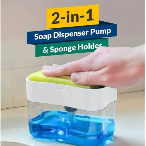 Plastic Soap Dispenser and Sponge Caddy for Organized and Clean Kitchen Sink