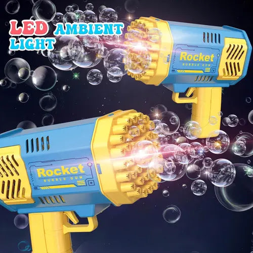 Bubble Gun Machine - Colorful Bubble Machine with LED Lights Included 40 holes, Birthday Wedding Holiday Party, Outdoor Gift for 3+ Kids  and Adults, 1 plateno battery included