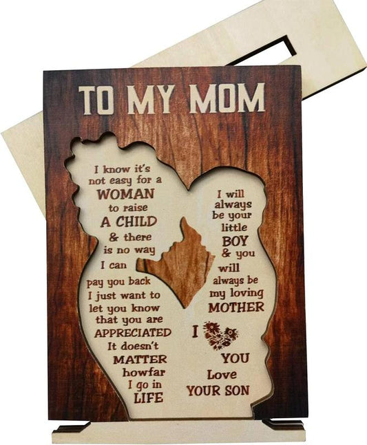 Mothers Day Gifts, Personalized To My Mom Plaque, Gifts For Mom From Son Unique, Birthday Gifts For Mom from Son, Mom Gifts From Son, Mom Gifts From Sons, 3 Layer Wood Sign 6'' Unique