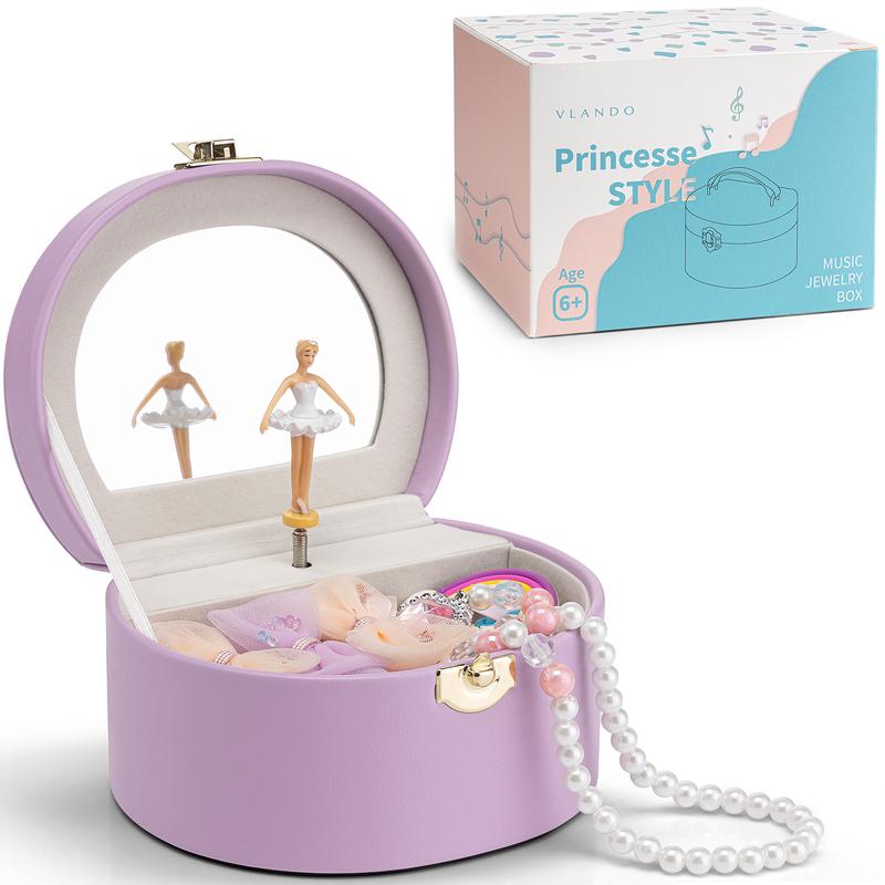 VLANDO Musical Jewelry Box for Girls, Gifts for children, Small Kid Music Box with Ballerina for Birthday Bedroom Decor, Gifts for Girls Kids