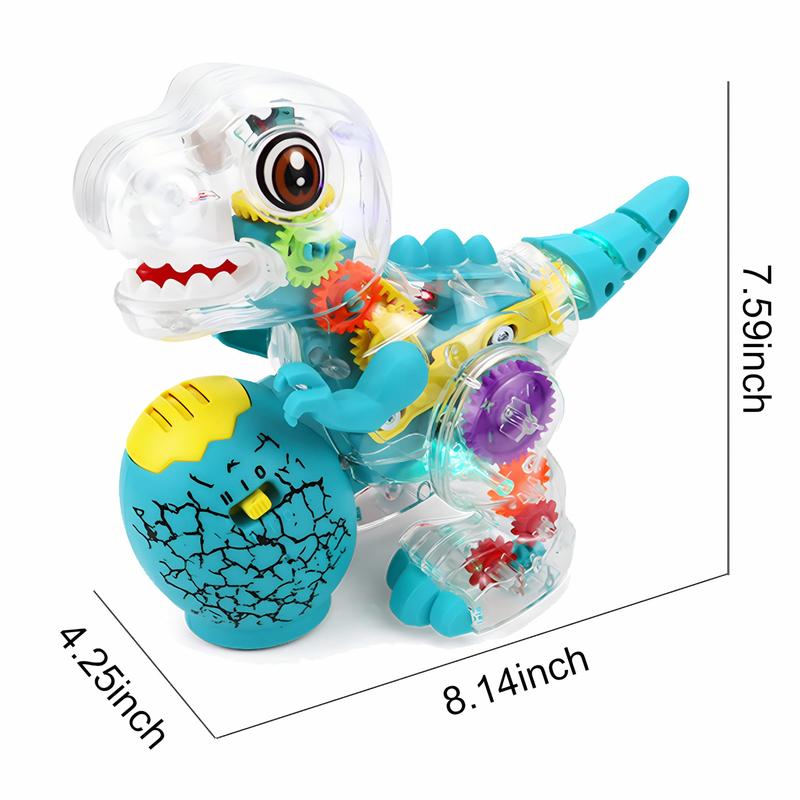 Unique Transparent Gear Dinosaur Toy With Light And Music