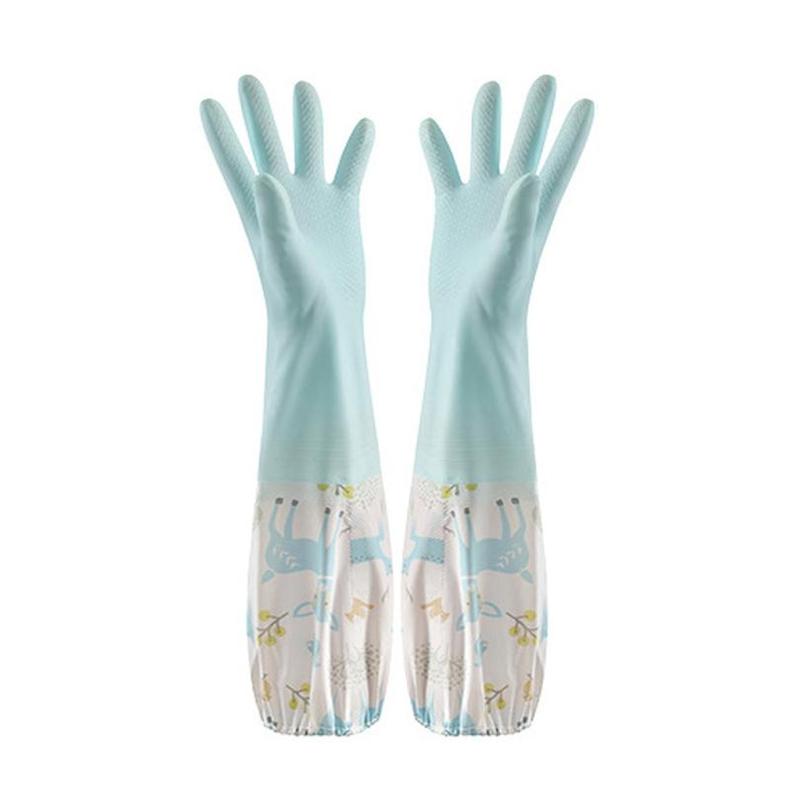 1 Pair Cartoon Pattern Dishwashing Gloves, Reusable Household Cleaning Gloves, Portable Long Sleeve Cleaning Gloves for Home