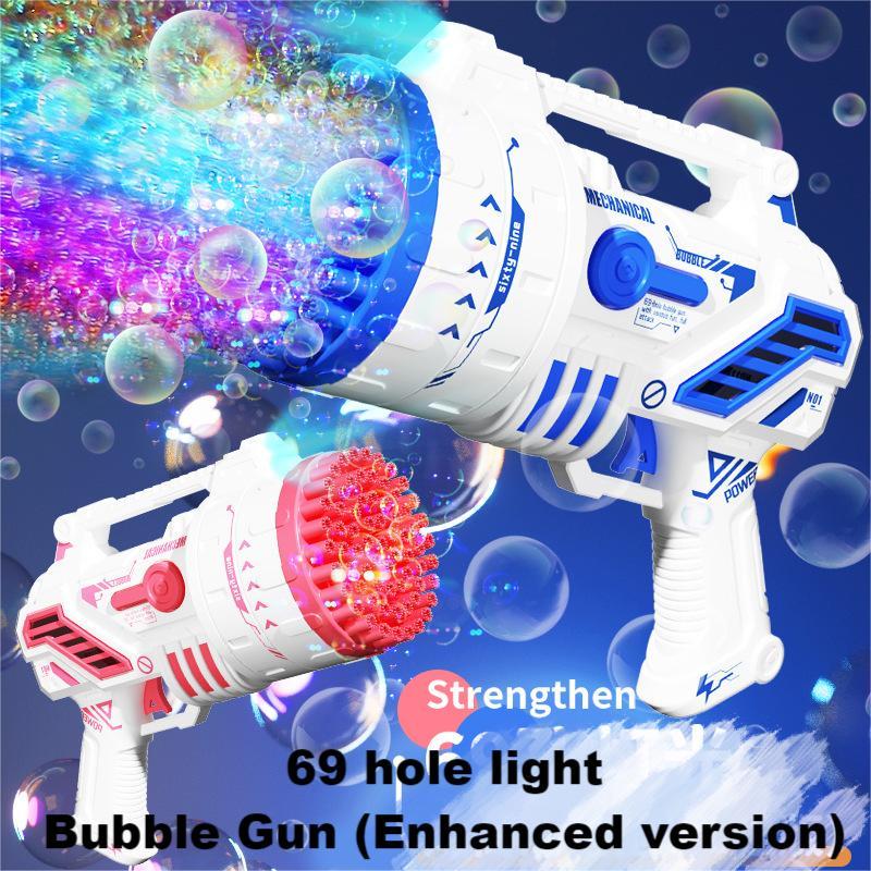 [Super Low Price]69 Holes Bubble Machine Toy | Upgraded Bubble Blower with Colored Lights | Includes Battery, Bubble Solution, and Tray | Perfect Summer Outdoor Gift for Teens - Ideal for Parties & Birthdays