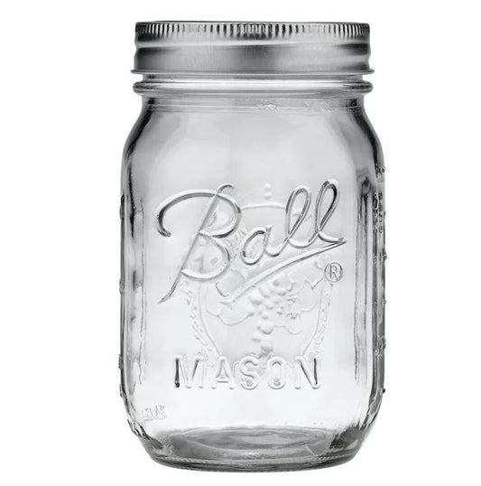 Regular Mouth 16oz Pint Mason Jars with Lids & Bands, 12 Count Bottles Glass Pack Tin