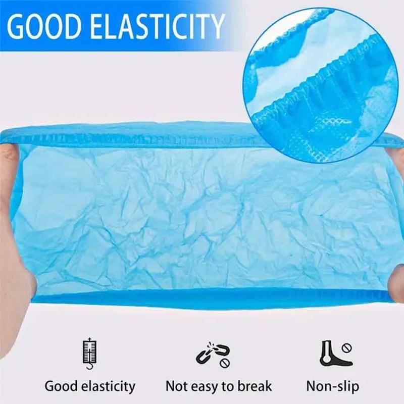 100pcs Disposable Shoe Cover, Non-slip Waterproof Dustproof Elastic Shoe Cover, Disposable Plastic Shoe Cover For Outddoor