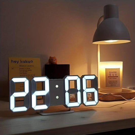 LED Digital Wall Clock, Modern Irregular Digital Shape Alarm Clock, 3D Smart Night Light Electronic Clock For Home Living Room Bedroom,?Summer Gift