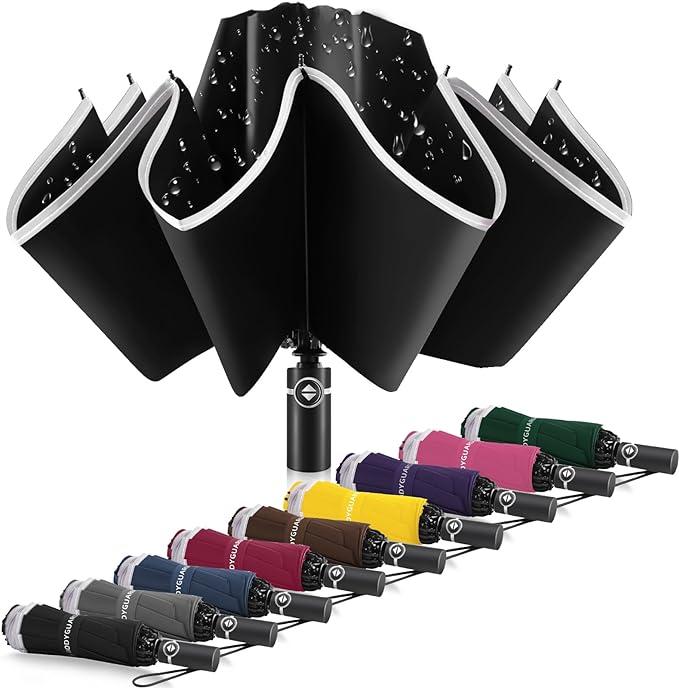 Inverted Umbrella: Large, Windproof, Sun & Rain Protection, Stylish & Compact, Ideal for Travel Light Reflective