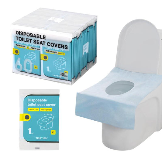 TRIPTIPS Toilet Seat Covers Disposable Travel Pack 20/60 count£üFaster use-Sticker free£üWaterproof£üXL Disposable Toilet Seat Cover for Adults and Kids, Individually for Public Restroom/Airplane/Outdoors