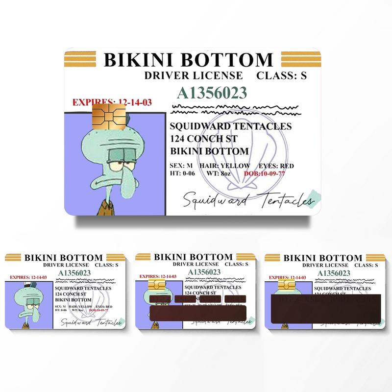 Squidward Tentacles Bikini Bottom Driver License Design Credit Card Skin Sticker