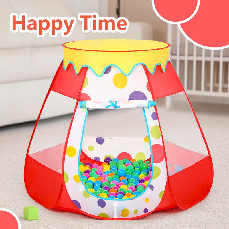 Vibrant Polka Dot Ball Pit Tent for Kids with 50 Balls - Ideal for Indoor and Outdoor Play