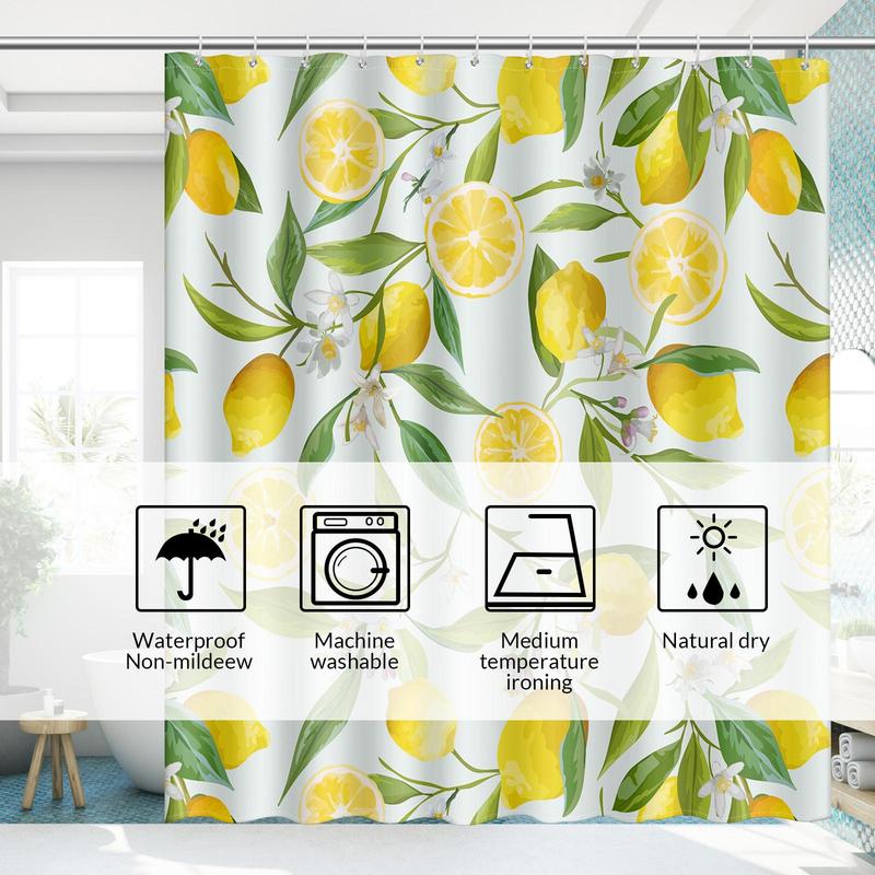 Fruit Print Shower Curtain, Waterproof Shower Curtain with 12 Hooks, Bathroom Supplies for Home Bathroom Decor